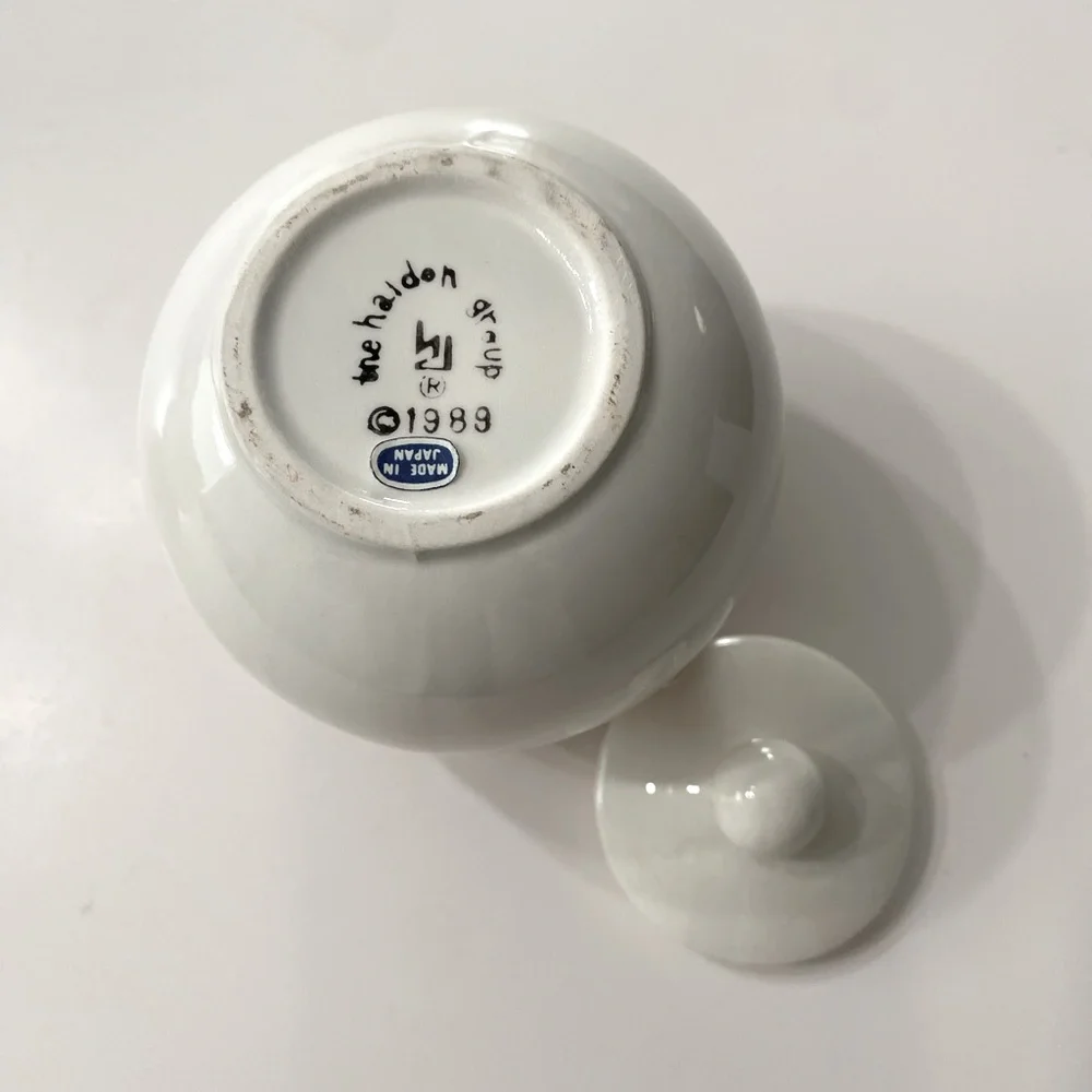 Vintage Ceramic Pink Stripe White Halden Matching Creamer Sugar Tea Party Set - Picture 8 of 9